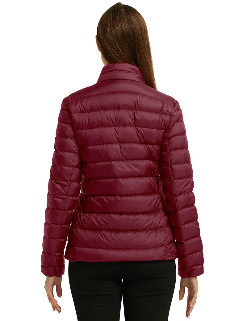 wantdo Women's Packable Ultra Light Weight Short Puffer Jacket (Wine Red, Large) - Image 2
